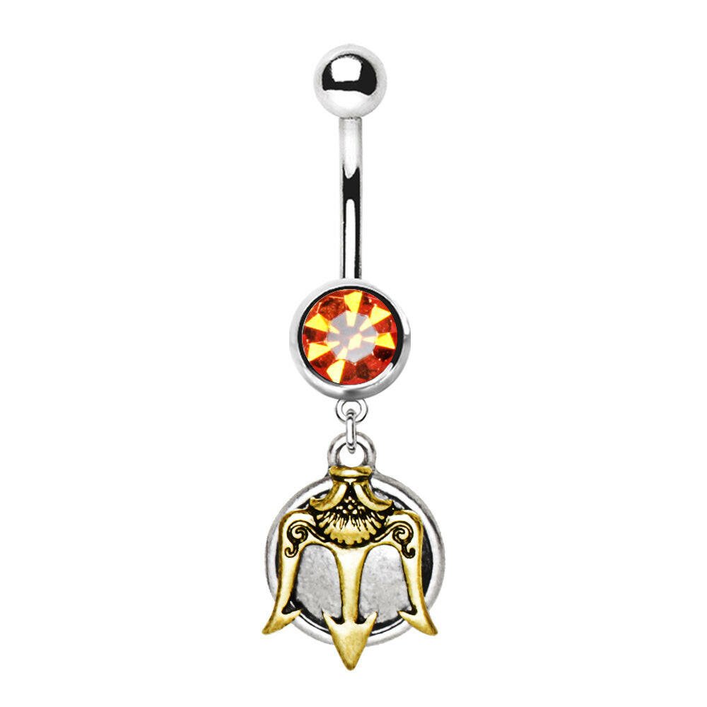 Stainless Steel Mystical Navel Ring With Poseidon's Trident Navel Ring Impulse Piercings