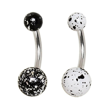 Stainless Steel Navel Ring with UV Acrylic Paint Splatter Balls