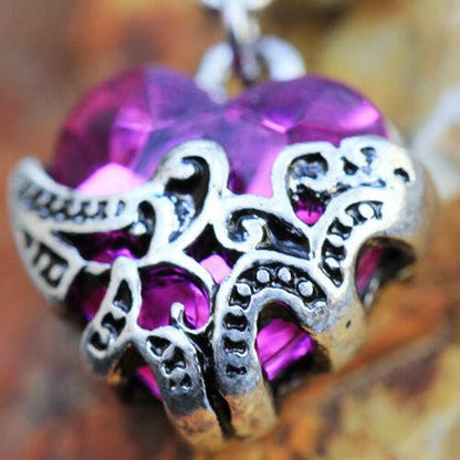 Stainless Steel Ornamental Purple Heart Dangle Navel Ring