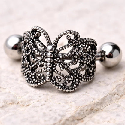 Stainless Steel Ornate Butterfly Cartilage Cuff Earring Cartilage Impulse Piercings