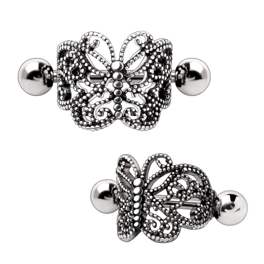 Stainless Steel Ornate Butterfly Cartilage Cuff Earring - Skin Metals
