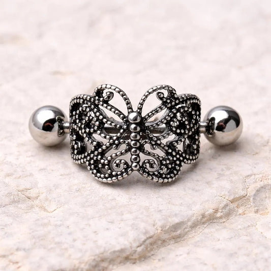 Stainless Steel Ornate Butterfly Cartilage Cuff Earring Cartilage Impulse Piercings