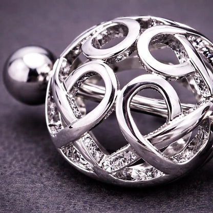 Stainless Steel Ornate Dome Shape Nipple Shield Nipple Ring Impulse Piercings