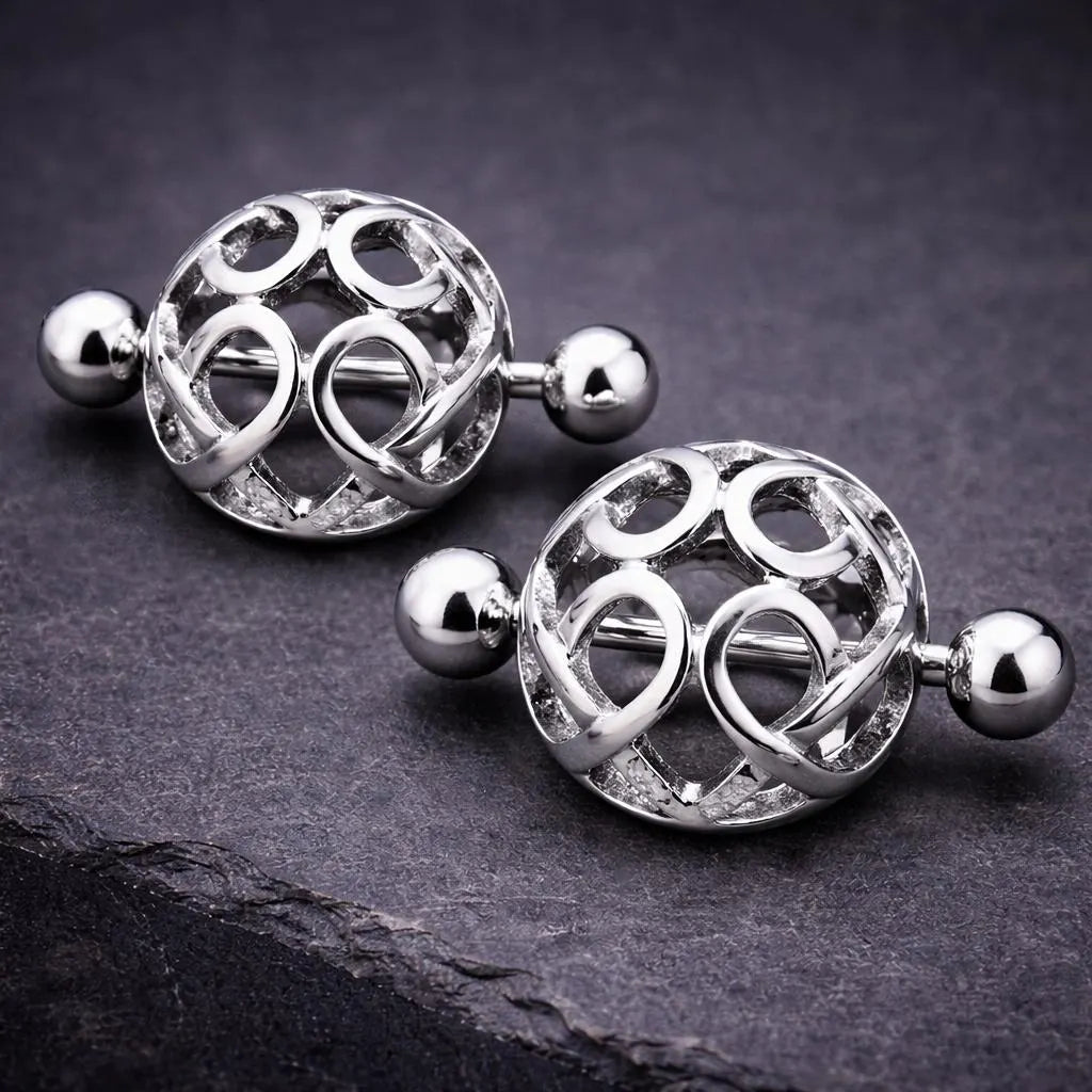 Stainless Steel Ornate Dome Shape Nipple Shield Nipple Ring Impulse Piercings