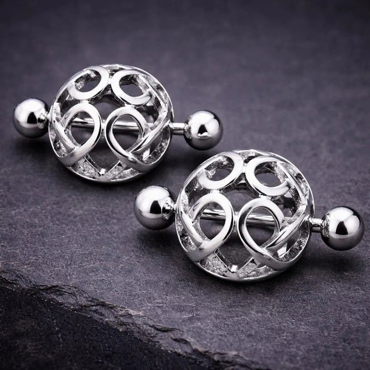 Stainless Steel Ornate Dome Shape Nipple Shield Nipple Ring Impulse Piercings