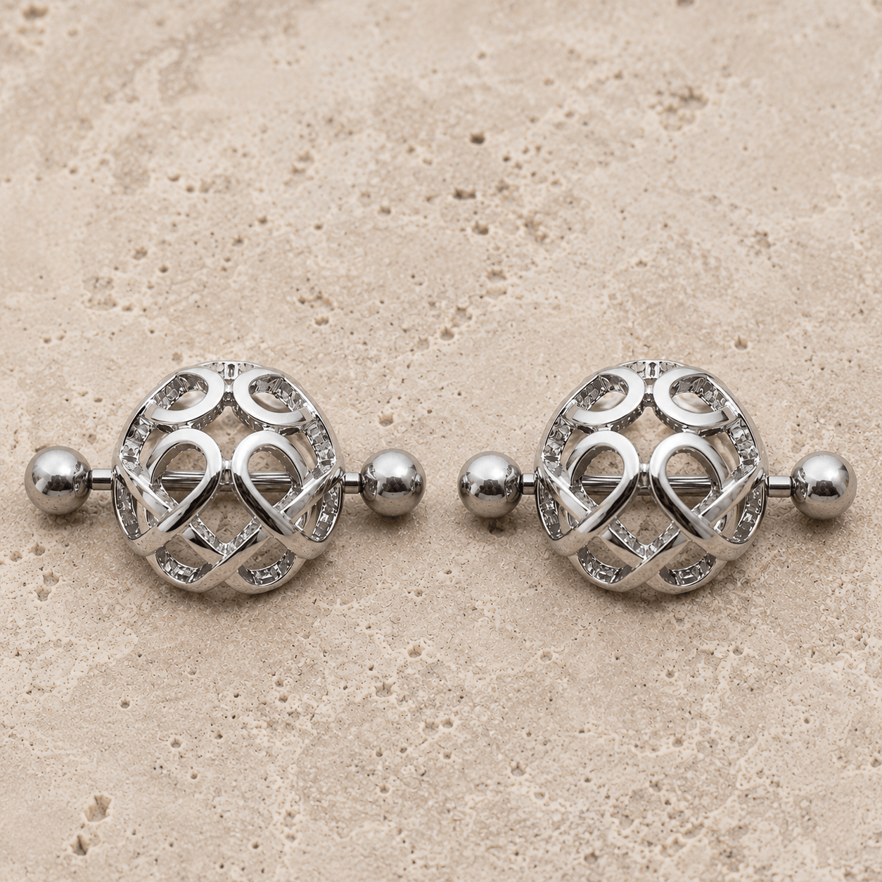 Stainless Steel Ornate Dome Nipple Shield front view