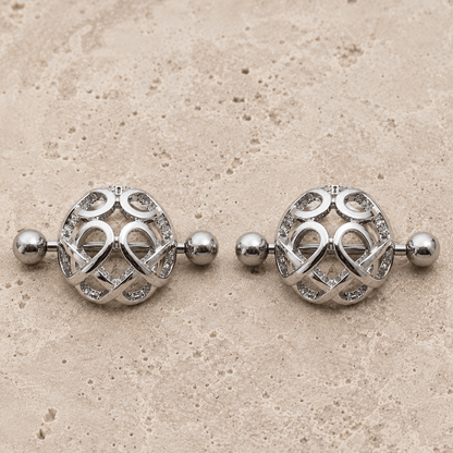 Stainless Steel Ornate Dome Nipple Shield front view