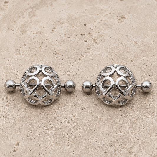Stainless Steel Ornate Dome Nipple Shield front view