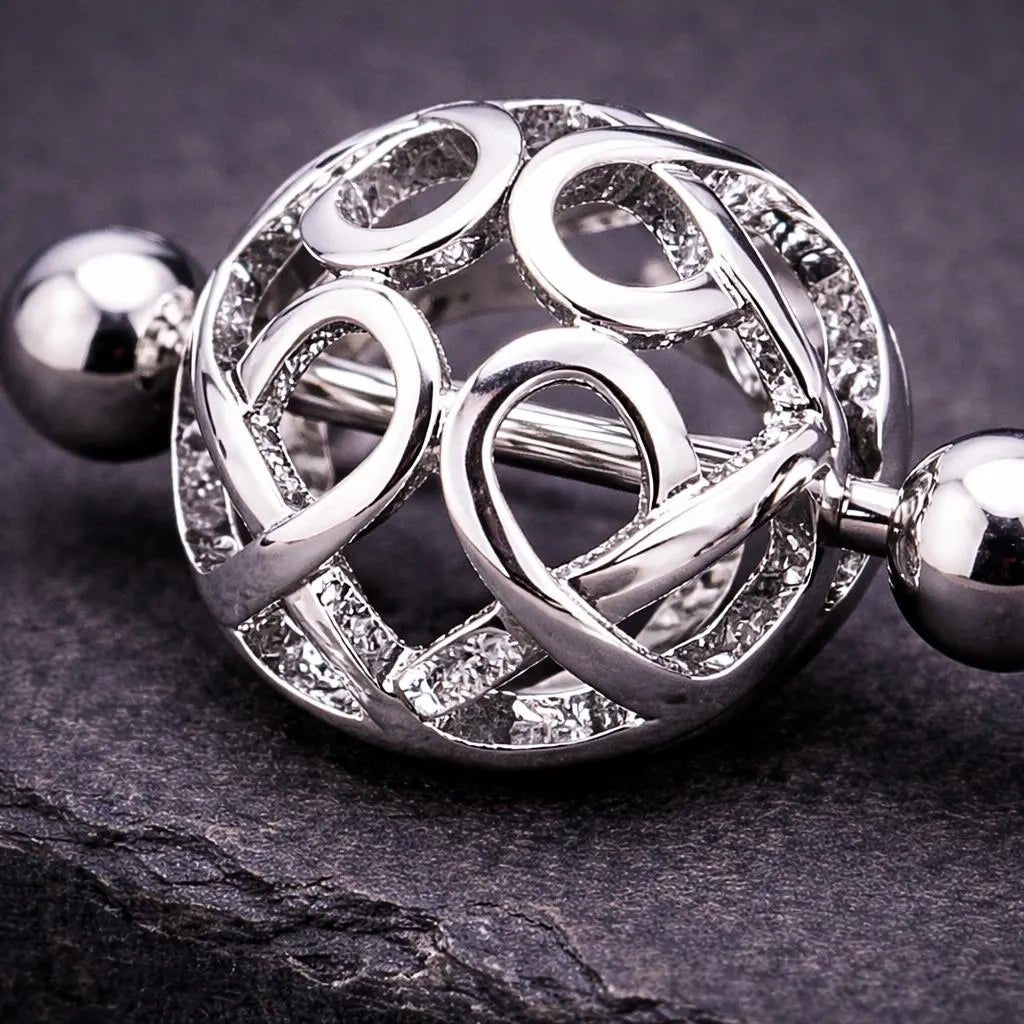 Stainless Steel Ornate Dome Shape Nipple Shield Nipple Ring Impulse Piercings