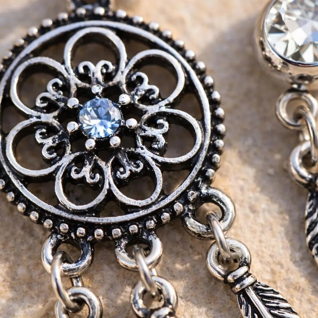 Stainless Steel Ornate Dream Catcher Dangle Navel Ring Navel Ring Impulse Piercings