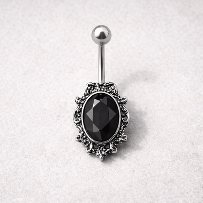 Stainless Steel Ornate Victorian Jeweled Navel Ring Navel Ring Skin Metals