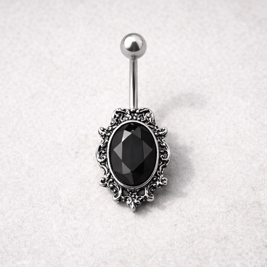 Stainless Steel Ornate Victorian Jeweled Navel Ring Navel Ring Skin Metals