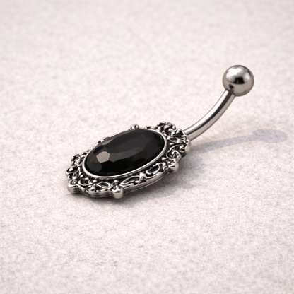 Stainless Steel Ornate Victorian Jeweled Navel Ring Navel Ring Skin Metals
