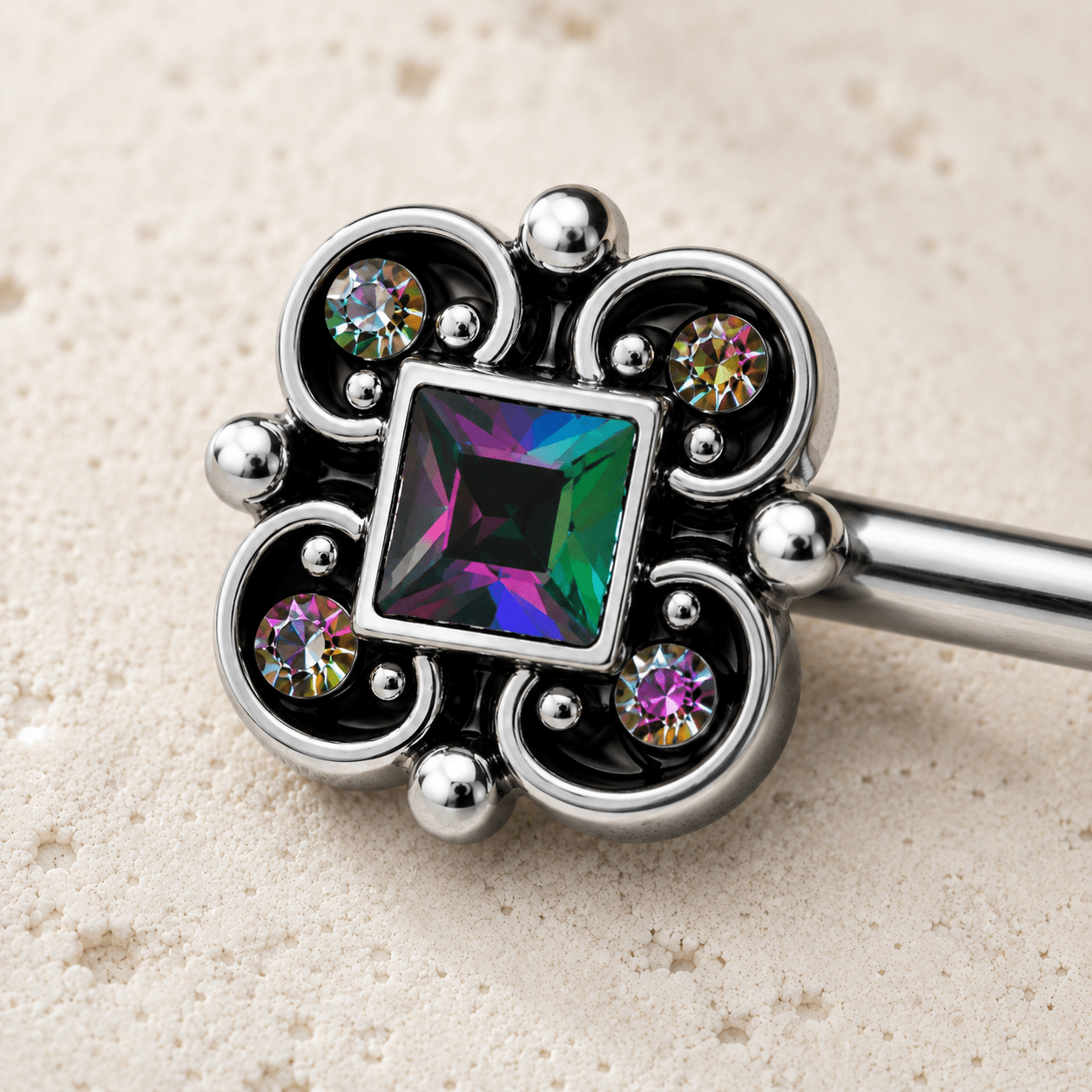 Stainless Steel Ornate Vitrail Medium Nipple Bar