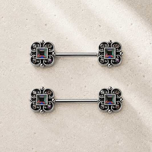Stainless Steel Ornate Vitrail Medium Nipple Bar