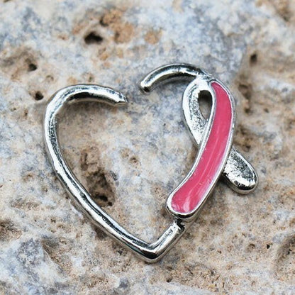 Stainless Steel Pink Ribbon Heart Cartilage Earring