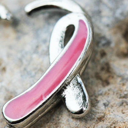 Stainless Steel Pink Ribbon Heart Cartilage Earring
