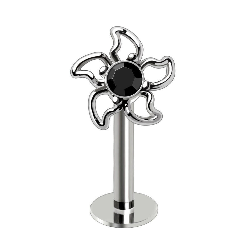 Stainless Steel Pinwheel Flower Labret Labret Impulse Piercings