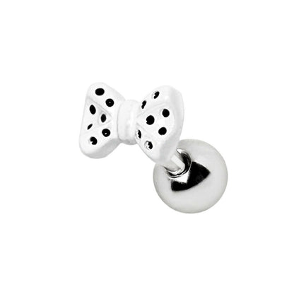 Stainless Steel Polka Dots Bow Tie Cartilage Earring Cartilage Earring Impulse Piercings White