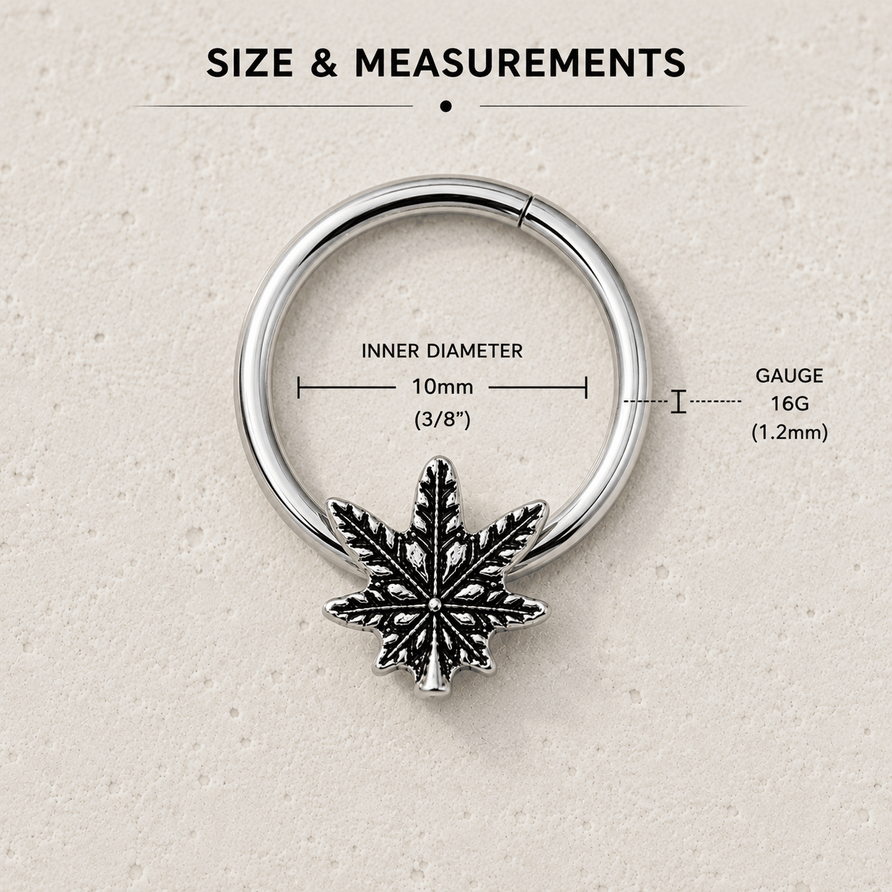 Pot Leaf Captive Bead Ring side profile