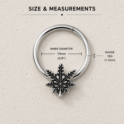 Pot Leaf Captive Bead Ring side profile