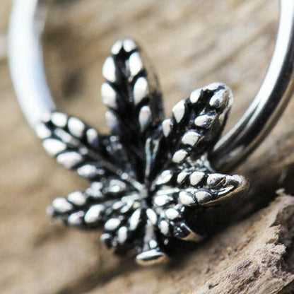 Stainless Steel Pot Leaf Snap-in Captive Bead Ring / Septum Ring Septum Ring 