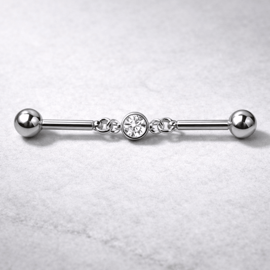Stainless Steel Press Fit CZ Chain Industrial Barbell