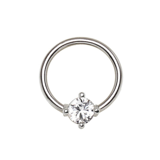 Stainless Steel Prong Set CZ Captive Bead Ring Septum Ring Impulse Piercings