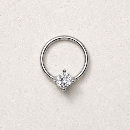 Stainless Steel Prong Set CZ Captive Bead Ring