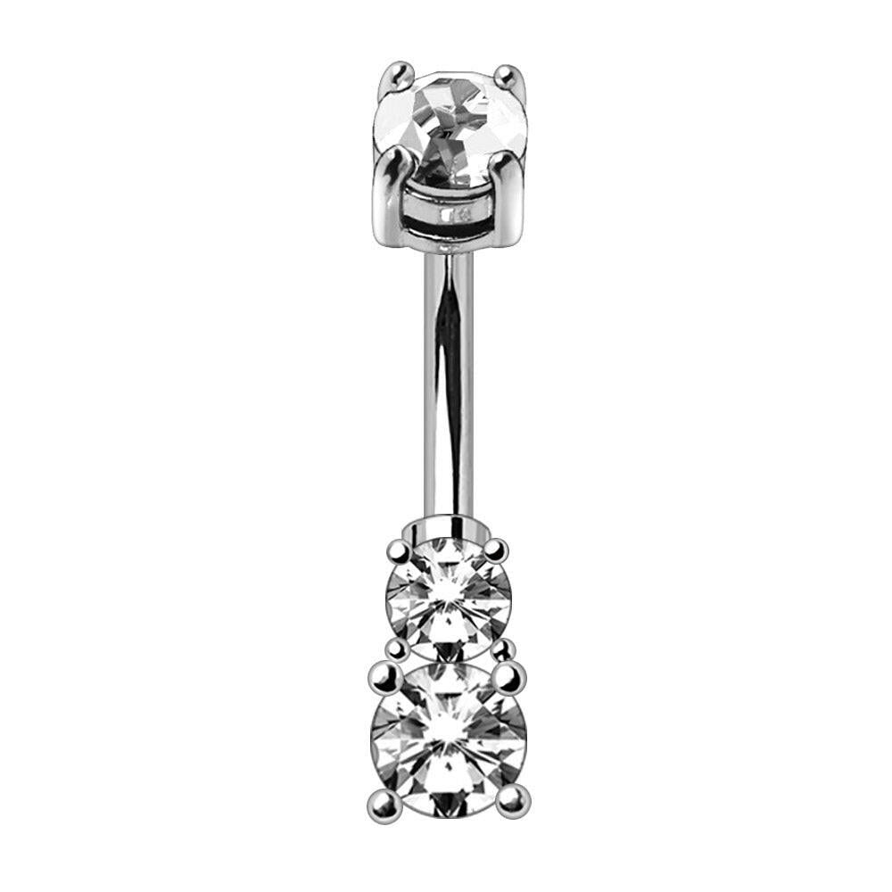 Stainless Steel Prong Set Double CZ Navel Ring Navel Ring 