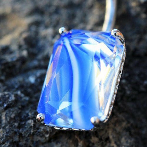 Stainless Steel Prong Set Radiant Cut Swirled Glass Navel Ring