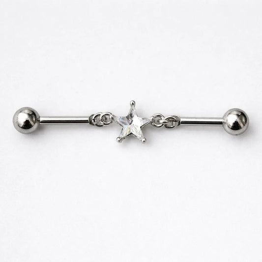 Stainless Steel Prong Set Star Chain Industrial Barbell Industrial Barbell Skin Metals
