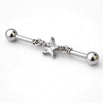 Stainless Steel Prong Set Star Chain Industrial Barbell jewelry Impulse Piercings