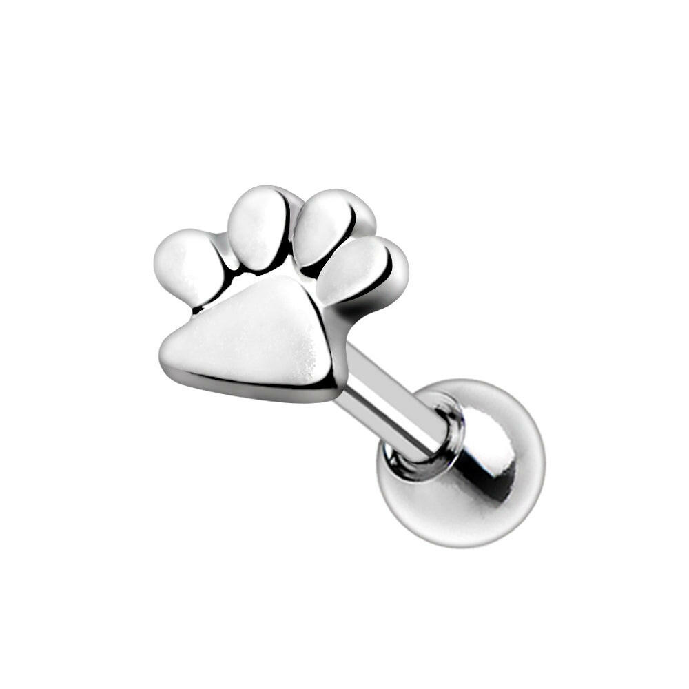 Stainless Steel Puppy Paw Print Cartilage Earring Cartilage Earring Impulse Piercings 16 gaugeLength: 1/4"