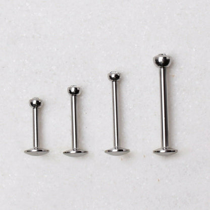 Stainless Steel Push In Labret with Clear CZ Ball