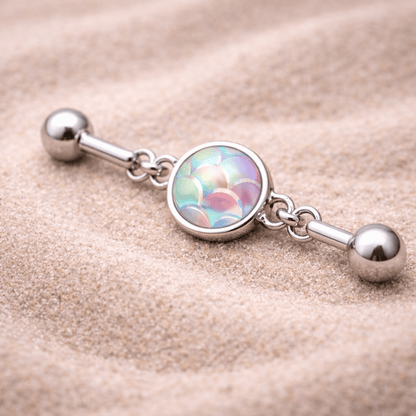 Stainless Steel Rainbow Cabochon Chain Industrial Barbell Industrial Barbell Skin Metals