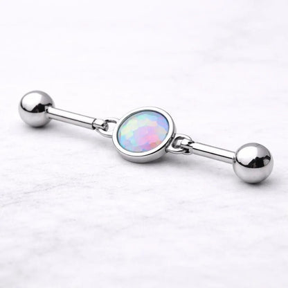 Stainless Steel Rainbow Cabochon Chain Industrial Barbell - Skin Metals