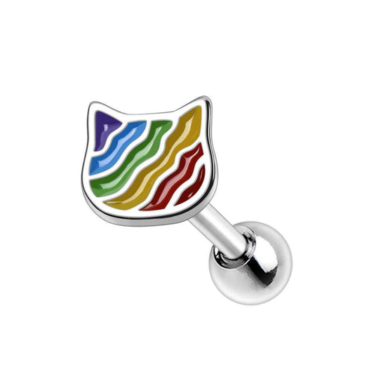 Stainless Steel Rainbow Cat Cartilage Earring