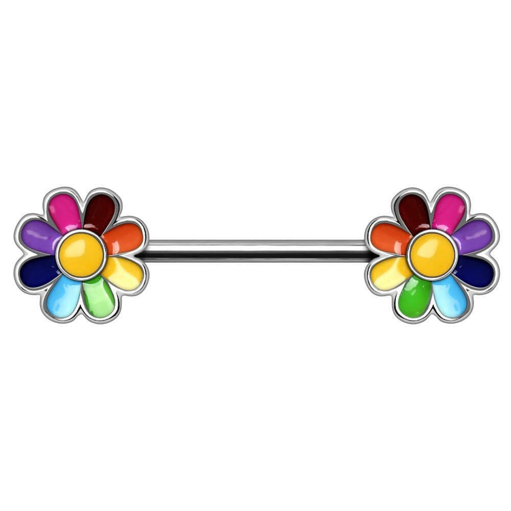 Stainless Steel Rainbow Flower Nipple Bar Nipple Ring Impulse Piercings