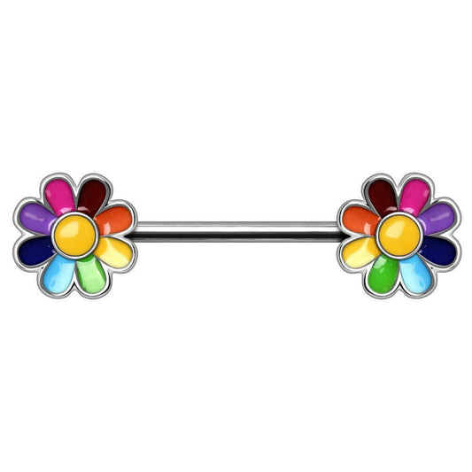 Stainless Steel Rainbow Flower Nipple Bar Nipple Ring Impulse Piercings