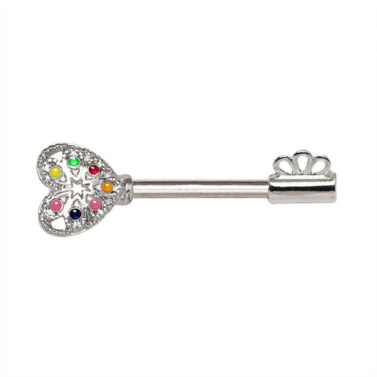 Stainless Steel Rainbow Key Nipple Bar Nipple Ring Impulse Piercings