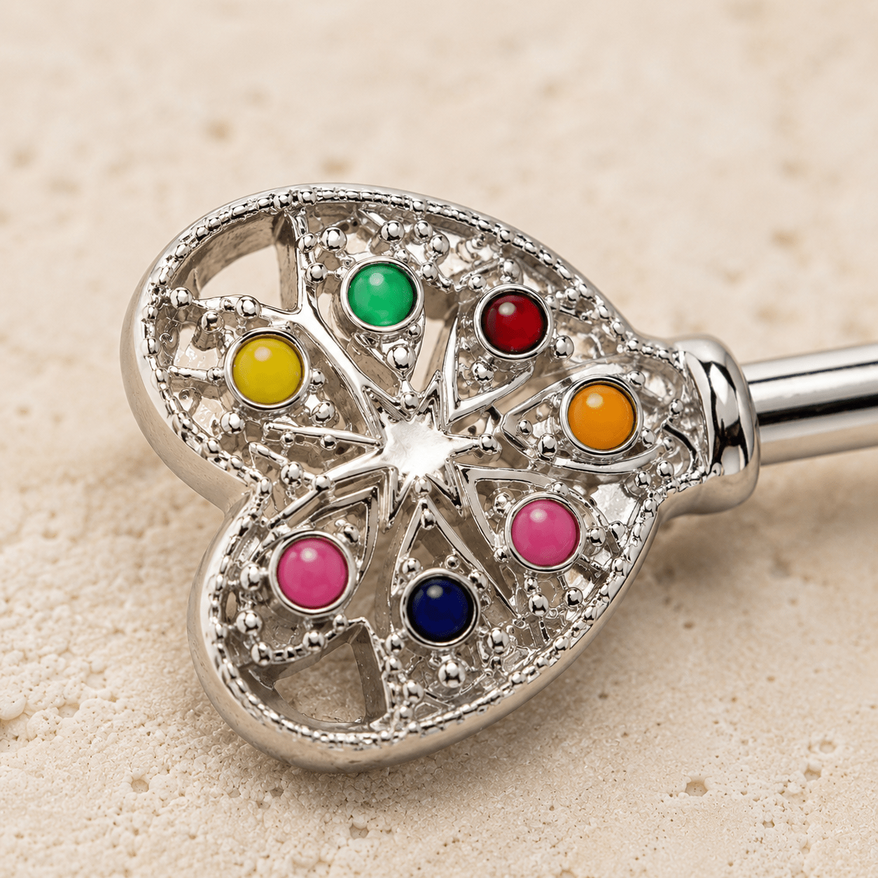 Stainless Steel Rainbow Key Nipple Bar