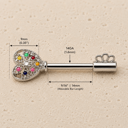 Stainless Steel Rainbow Key Nipple Bar