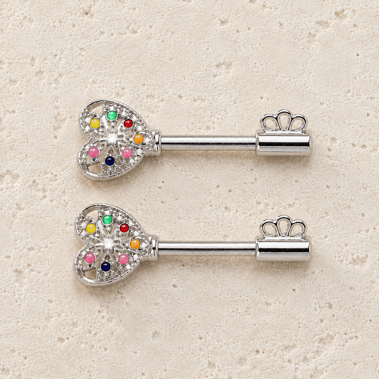 Stainless Steel Rainbow Key Nipple Bar