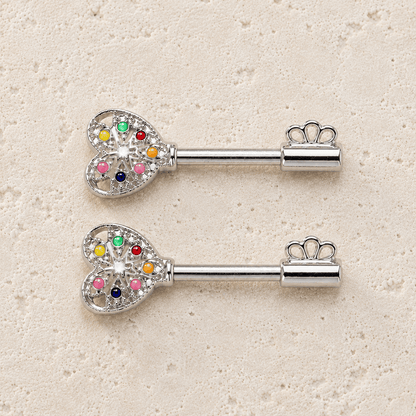 Stainless Steel Rainbow Key Nipple Bar