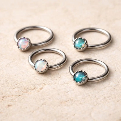 Stainless Steel Rainbow Rhinestone Captive Bead Ring Nipple Jewelry Nipple Rings Impulse Piercings