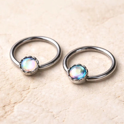 Stainless Steel Rainbow Rhinestone Captive Bead Ring Nipple Jewelry Nipple Rings Impulse Piercings