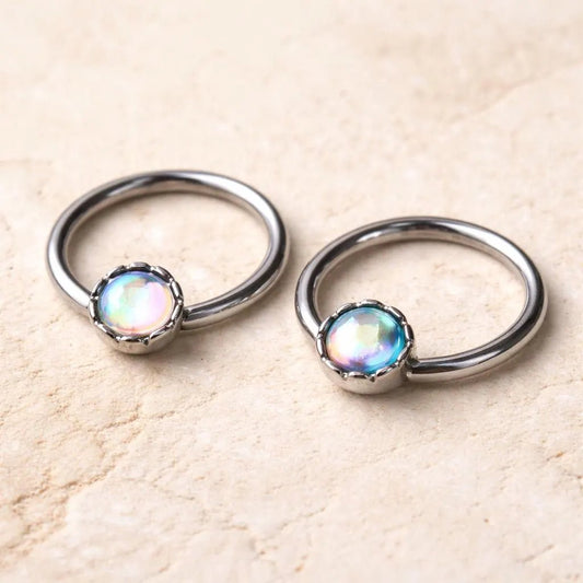 Stainless Steel Rainbow Rhinestone Captive Bead Ring Nipple Jewelry Nipple Rings Impulse Piercings