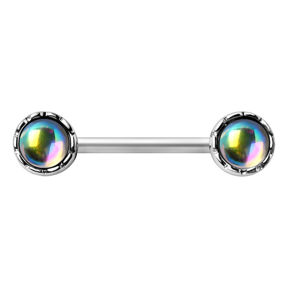 Stainless Steel Rainbow Rhinestone Nipple Bar Nipple Ring Impulse Piercings