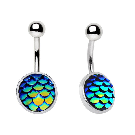 Stainless Steel Rainbow Scales Navel Ring Navel Ring Impulse Piercings